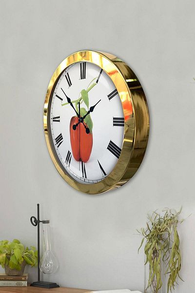 Kasva Concept Gift 36 cm Gold Metal Kitchen Wall Clock