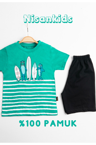 Nisankids بدلة صيفية مطبوعة على شكل سمكة كلب للأولاد، تي شيرت صيفي قصير (اشتر...