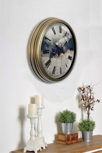 Kasva Concept Gift 40 cm Antique Metal Country Wall Clock