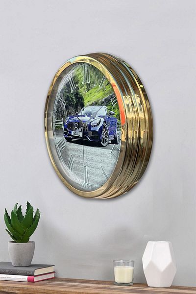 Kasva Concept Gift 40 cm Gold Metal Mercedes Wall Clock