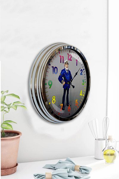 Kasva Concept Ρολόι τοίχου Captain Ship 40 cm Chrome Metal