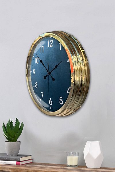 Kasva Concept Gift Blue 40 cm Gold Metal Classic Wall Clock
