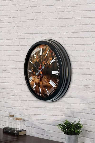 Kasva Concept Cadou 40 Cm Ceas de Perete Lanternă Metal Negru