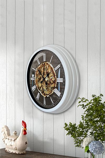 Kasva Concept Gift 40 cm White Metal Pizza Wall Clock