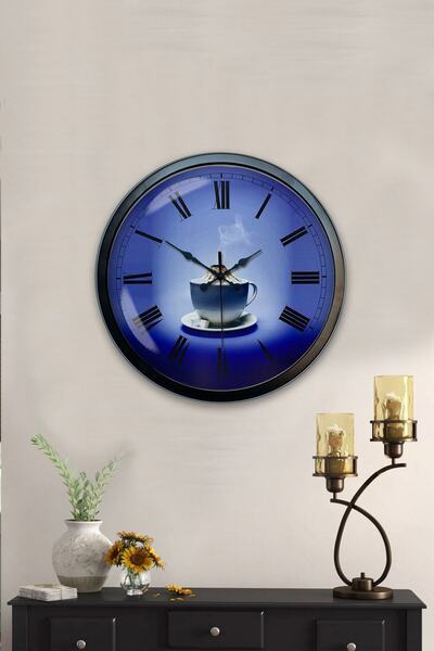 Kasva Concept هدية ساعة حائط مطبخ معدنية سوداء مقاس 40 سم