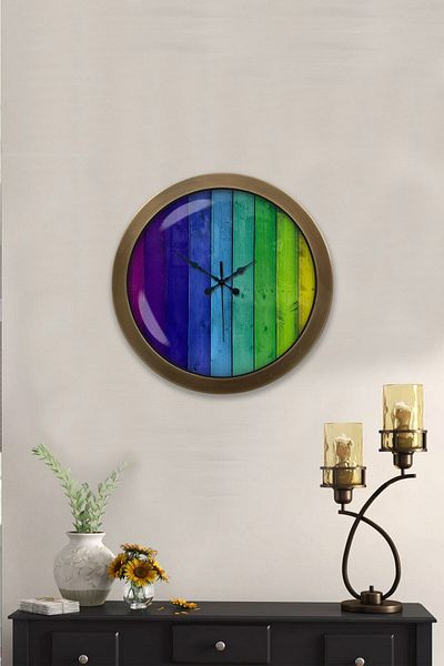 Kasva Concept Gift 36 cm Antique Metal Rainbow Wall Clock