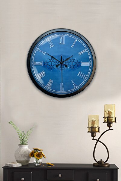 Kasva Concept ساعة حائط مزخرفة معدنية سوداء مقاس 40 سم