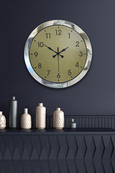 Kasva Concept Gift 36 cm Chrome Metal Classic Wall Clock