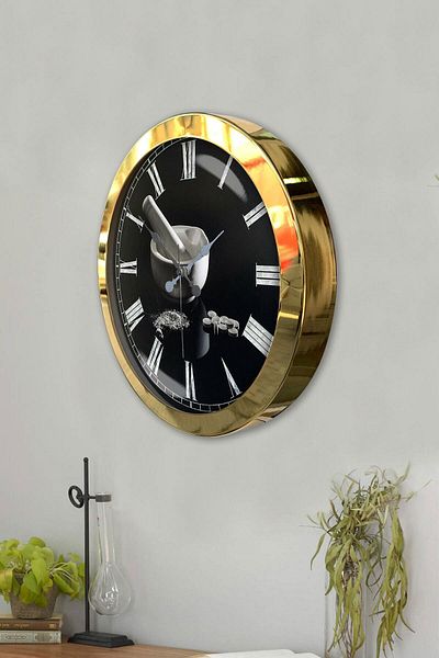 Kasva Concept Gift 36 cm Gold Metal Kitchen Wall Clock
