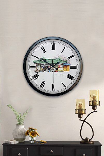 Kasva Concept ساعة حائط كايو معدنية سوداء مقاس 40 سم