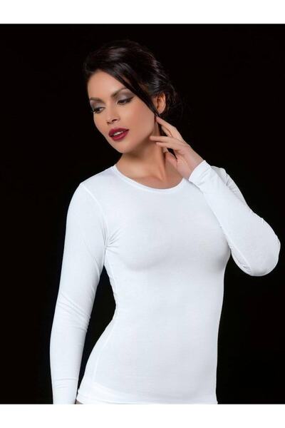 İki Yıldız Atletă de corp cu mânecă lungă din Lycra albă