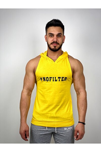 BLACK Majica bez filtera sa kapuljačom za fitnes