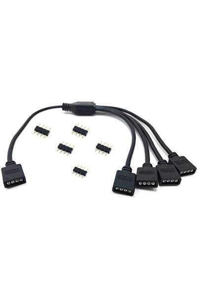 Alfais 4376 Rgb Şerit 4 Pin Led Çoklayıcı Splitter Tek Kumanda 4 Çıkış