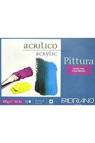 Fabriano Pittura Acrylic, Water and Oil Paint Book 400 Gr.25x35 Cm.10 Sheets