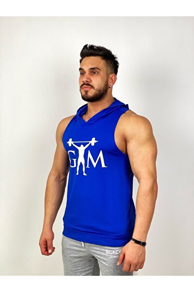 BLACK Чоловічий синій фітнес-костюм з капюшоном