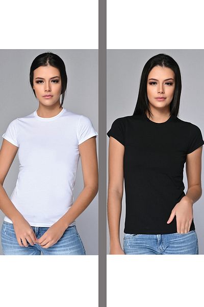Sevim Γυναικείο μπλουζάκι Crew Neck Basic Πακέτο 2 Ποικιλίας