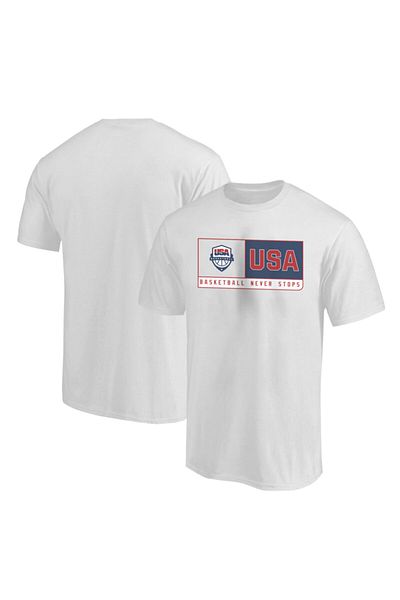 usateamfans Ανδρικό λευκό μπλουζάκι μπάσκετ Η.Π.Α