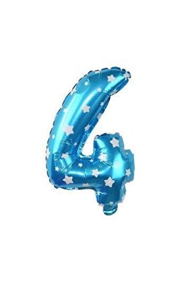 Doğumgünü Marketim 16 Inch (40 cm) Blue Star Pattern 4 Numbers