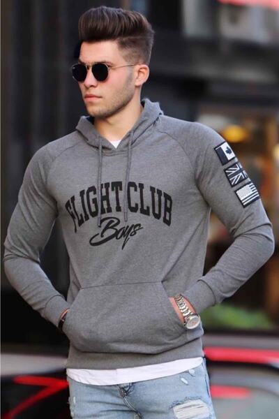 Madmext 2868 Hanorac cu glugă cu imprimeu model - ANTRACIT-XL