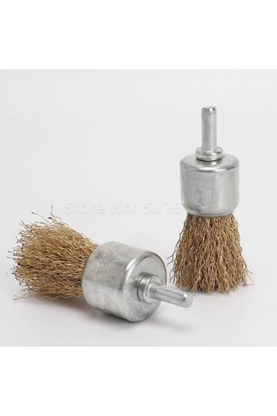 Biotech Çelik Tel Fırça Uçlu Kalem Metal Parlatma Fırçası 25mm Saçaklı Matkap Ucu Tel Fırça