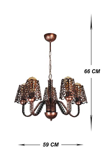 VENON Alisa 5-Piece Glass - Güven Chandelier, Metal Black Copper Patina, 0053700