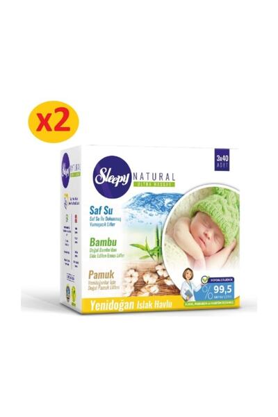 Sleepy منشفة قطنية مبللة طبيعية لحديثي الولادة 6x40
