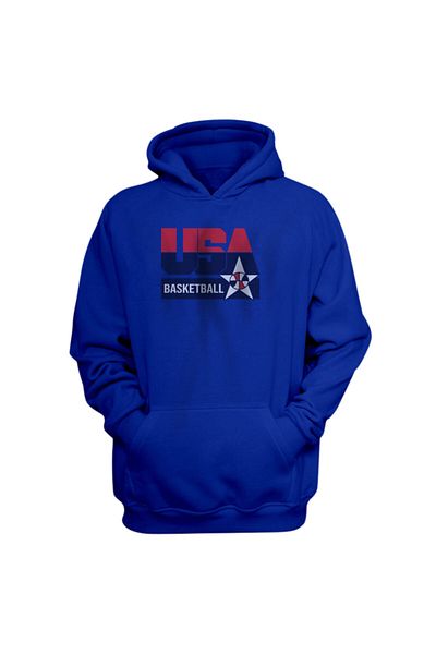 usateamfans Мъжки суитшърт с качулка и щампа Team U.S.A в син цвят