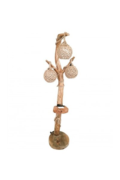 Cosargroup Doğal Kütük Ağaç Lambaderhalatlı Tasarım 3 Abajurlu Sarmaşık