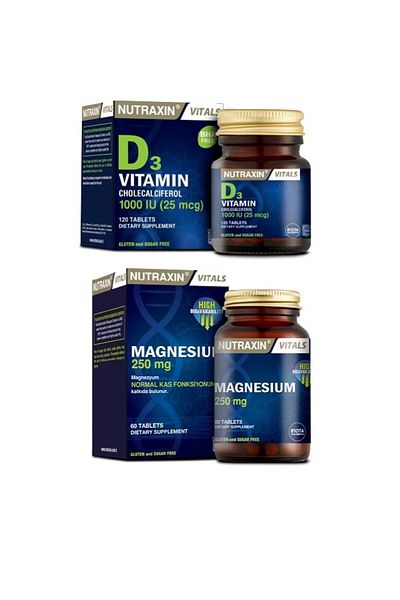 Nutraxin Magnesium and Vitamin D3 Style 250 Mg 60 Tablets + 1000 Iu 120 Tablets