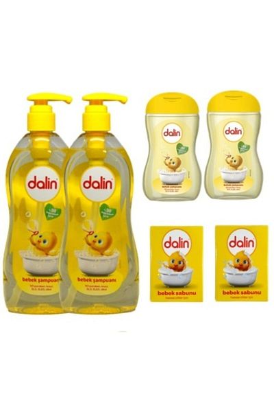 Dalin Baby Shampoo Set 2 Pieces 500 ml Pump and 2 Pieces 100 ml Shampoo 2 Pieces Baby Soap