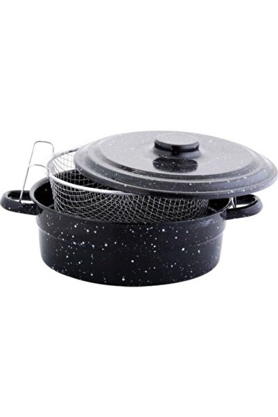 Genel Markalar Tencere Yanmaz Yapışmaz Dayanıklı Süzgeçli Emaye Fritöz Kızart...