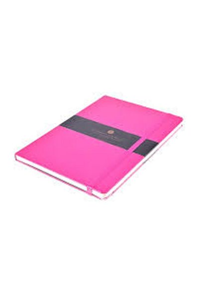 Faber Castell A6 80 Sheets Unlined Faux Leather Cover Rubberized Highlighter Pink Notebook