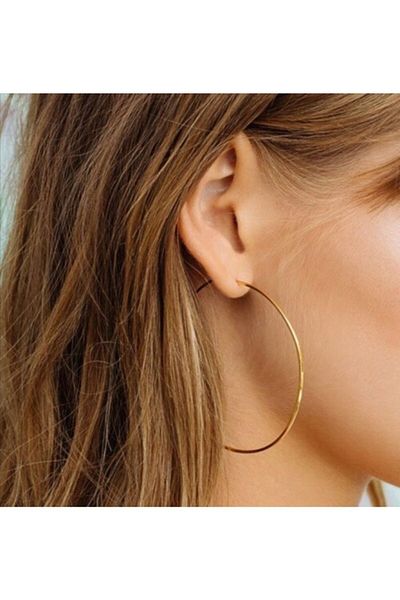 Mathilda Aksesuar Gold Colored Large Hoop Earrings
