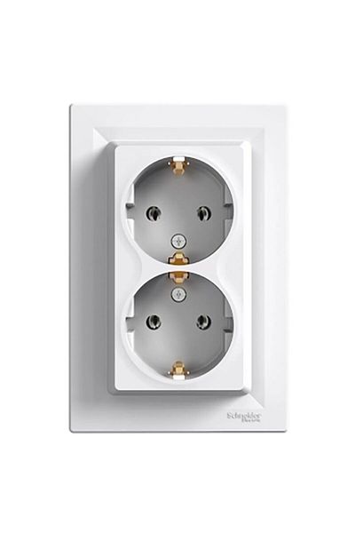 SCHNIDER Asfora 3-Piece Cream with 2-Piece Grounded Socket Frame