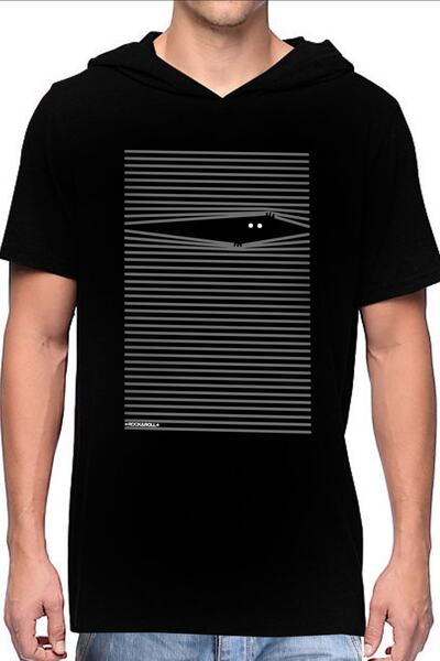 ROCKANDROLL Ανδρικό μαύρο μπλουζάκι Noluyo Ya με κουκούλα και κοντό μανίκι