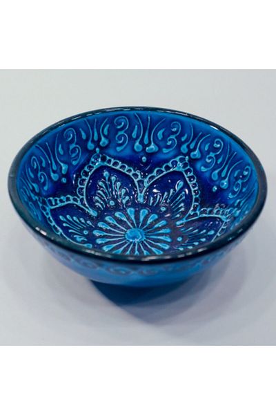 Kütahya Çini Turquoise Tile Embossed Bowl 12 cm