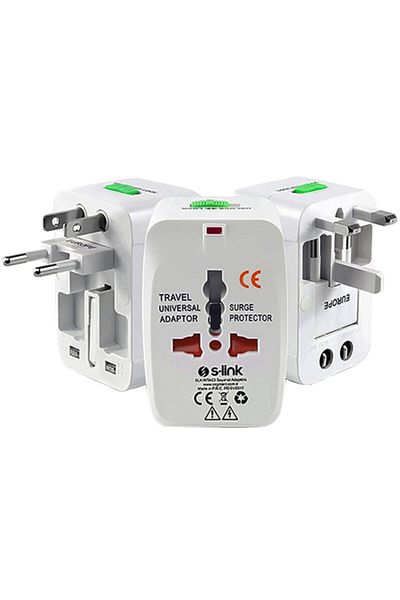 OEM S-link Slx-wta03 White Universal Travel Adapter * Powermaster Multiple Socket Converter Adapter