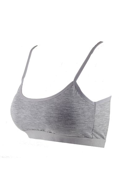 Doce Cravo Combed Cotton Covered Thin Strap Children's Bra 502-c Gray