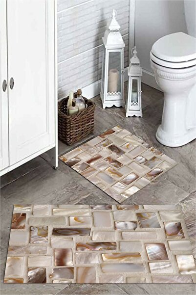 MEKTA HOME Σετ πατάκι μπάνιου Marble Stone 2 τεμαχίων Mktpp-2059 60x100/50x62