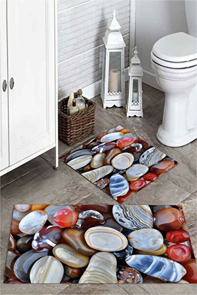 MEKTA HOME Set covorașe de baie din 2 piese cu model piatră de mare Mktpp-205...