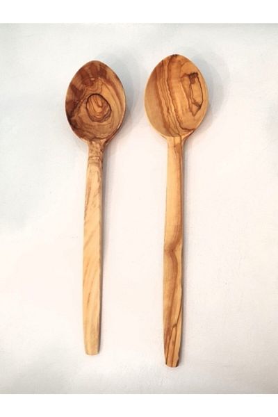 İKİ KAŞIK Olive Spoon Set, 2 Olive Spoons, 24 and 27 Cm Wooden Spoons