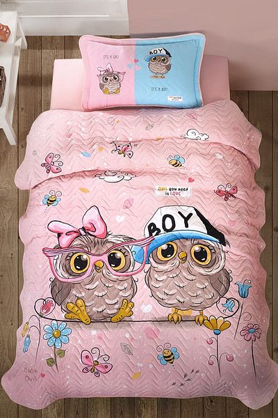 Clasy Aran 100% Cotton Young Bedspread-puhu Pink Brown