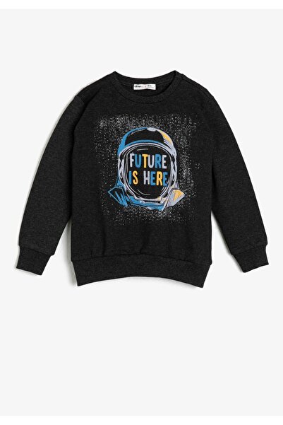 Koton Kids Anthrazitgraues Kinder-Sweatshirt für Jungen