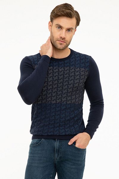 Pierre Cardin Πλεκτό πουλόβερ ανδρικό σκούρο Navy Slim Fit G021GL0TK.000867335