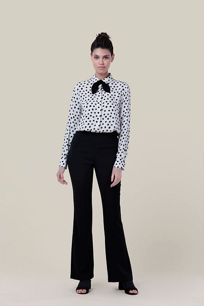 Happysoul Women's Black High Waist Flared Trousers
