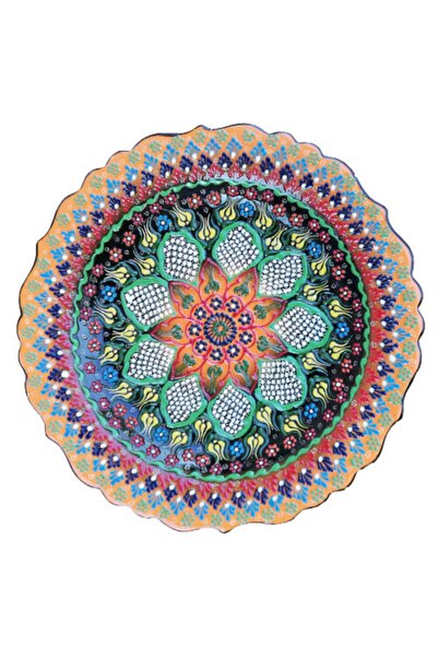 ÇETİN ÇİNİ Turuncu El İşlemesi Karışık Desenli Dantel Tabak 18 cm