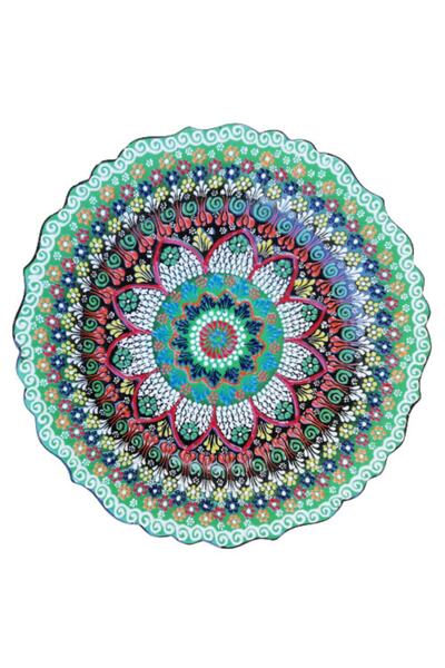 ÇETİN ÇİNİ El Işlemesi 18 Cm Karışık Desenli Dantel Yeşil Tabak