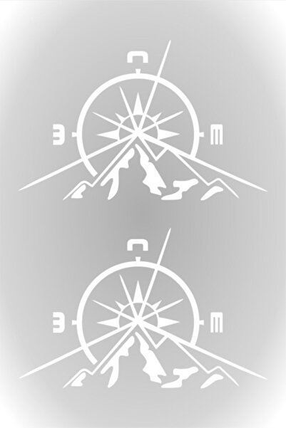 Quart Aksesuar (قطعتين) ملصق سيارة بوصلة جبل للطرق الوعرة، ملصق سيارة أبيض 30 سم