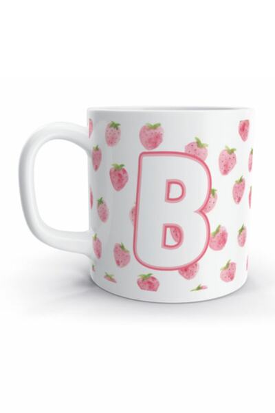 Rock'n Fox Letter B Strawberry Designed Mug with Letter