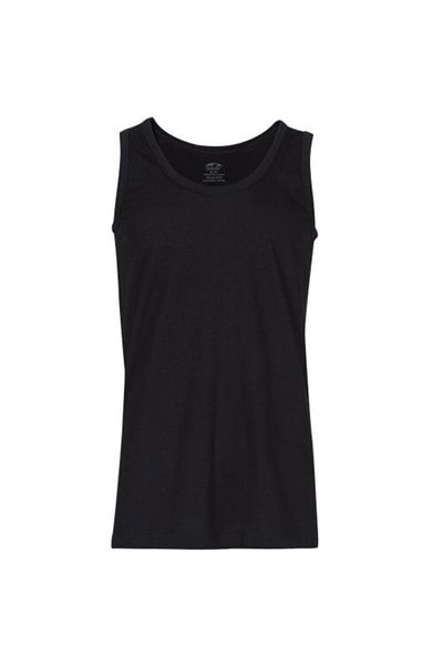 Şahin Tricou negru cu bretele late, 100% bumbac, cu nervuri
